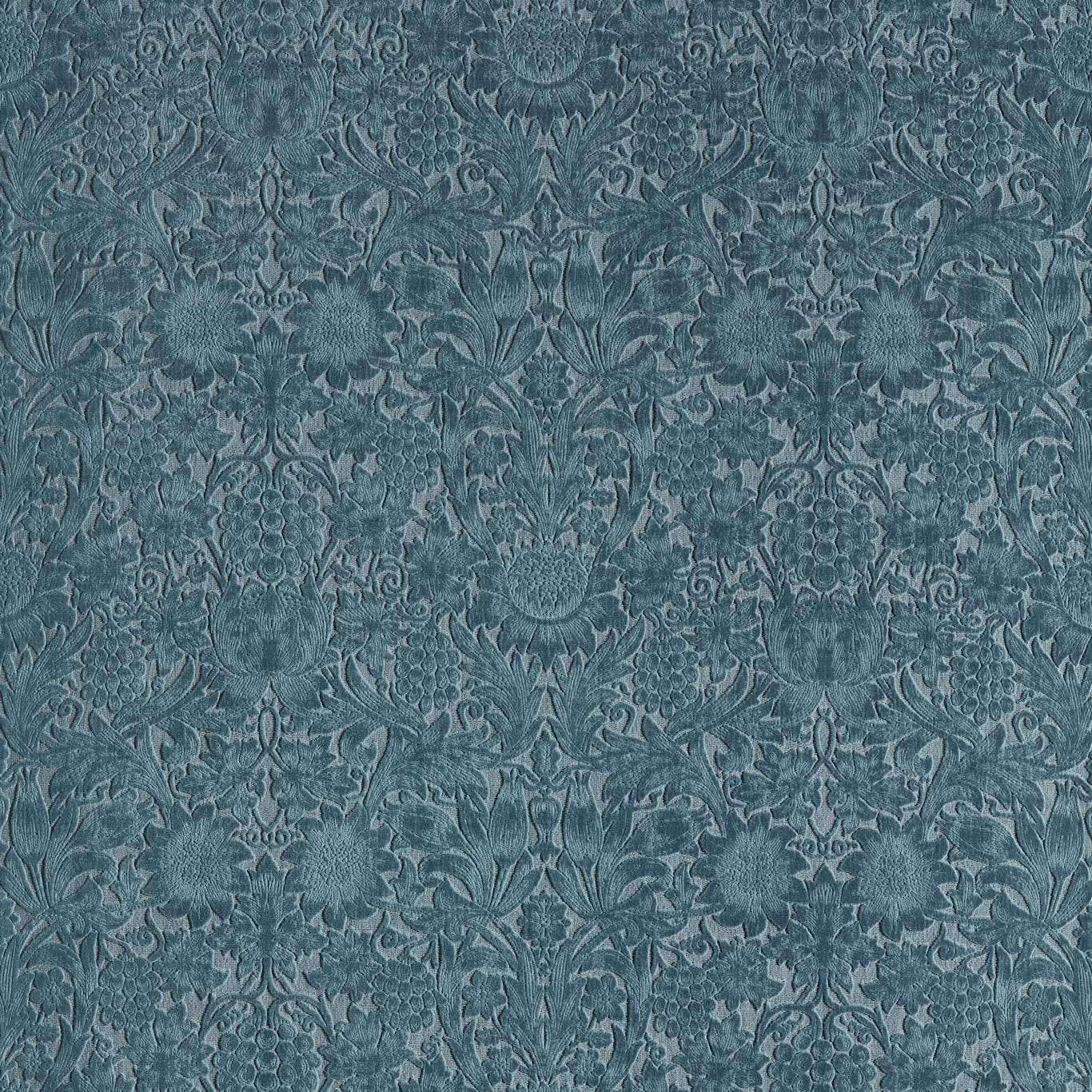 MORRIS & CO Sunflower Caffoy Velvet Fabric Contemporary, Floral Webbs blue   - MWAR237285