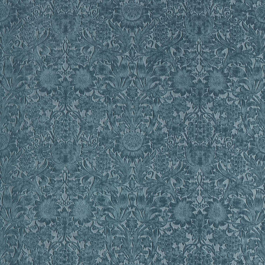 MORRIS & CO Sunflower Caffoy Velvet Fabric Contemporary, Floral Webbs blue   - MWAR237285