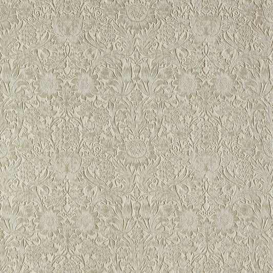 MORRIS & CO Sunflower Caffoy Velvet Fabric Contemporary, Floral Fired Biscuit   - MWAR237286