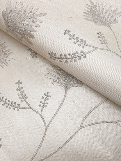 York Wallcoverings Astoria Laelynn Pearl Wallpaper Traditional Grasscloth Whites and Off-Whites   - MX9606