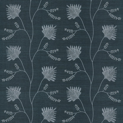 York Wallcoverings Astoria Laelynn Navy Wallpaper Traditional Grasscloth Blues   - MX9608