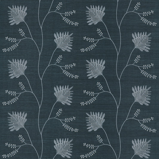 York Wallcoverings Astoria Laelynn Navy Wallpaper Traditional Grasscloth Blues   - MX9608