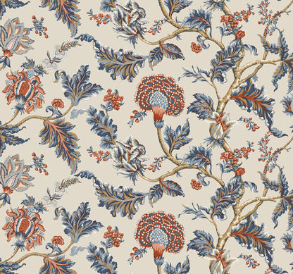 York Wallcoverings Astoria Monroe Navy Wallpaper Traditional Florals Blues   - MX9621W