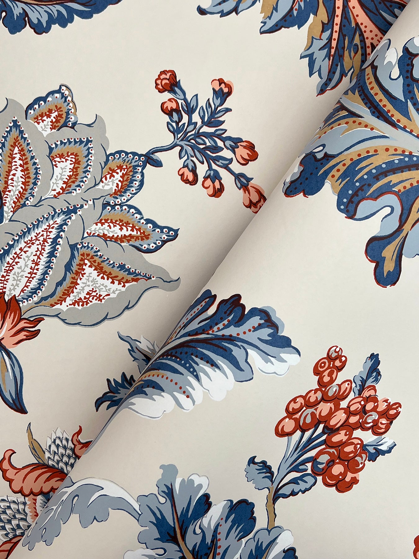 York Wallcoverings Astoria Monroe Navy Wallpaper Traditional Florals Blues   - MX9621W