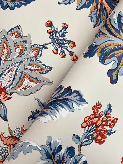 York Wallcoverings Astoria Monroe Navy Wallpaper Traditional Florals Blues   - MX9621W