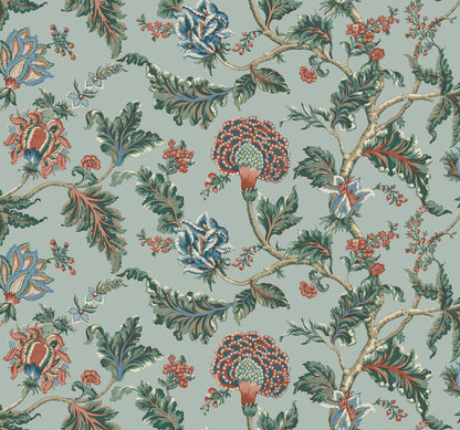 York Wallcoverings Astoria Monroe Teal Wallpaper Traditional Florals Blues   - MX9622W