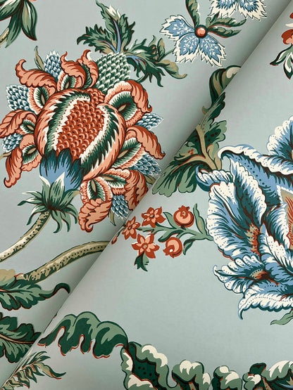 York Wallcoverings Astoria Monroe Teal Wallpaper Traditional Florals Blues   - MX9622W