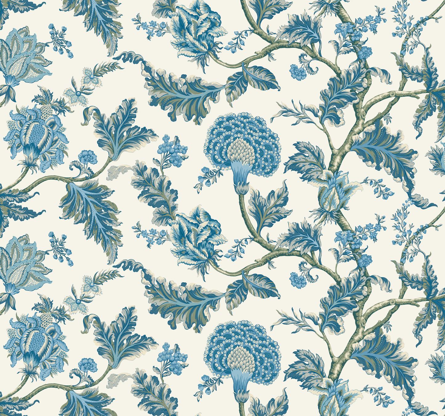 York Wallcoverings Astoria Monroe Blue Wallpaper Traditional Florals Blues   - MX9624W