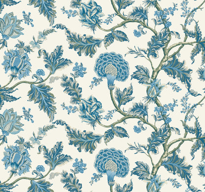 York Wallcoverings Astoria Monroe Blue Wallpaper Traditional Florals Blues   - MX9624W