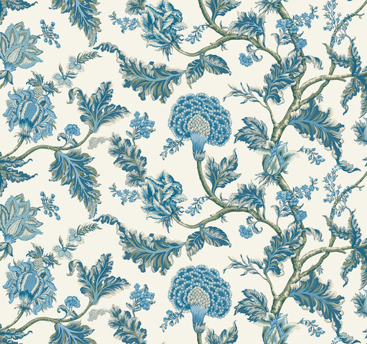 York Wallcoverings Astoria Monroe Blue Wallpaper Traditional Florals Blues   - MX9624W