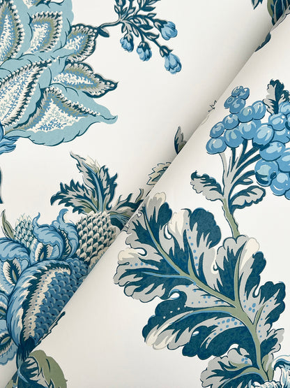 York Wallcoverings Astoria Monroe Blue Wallpaper Traditional Florals Blues   - MX9624W