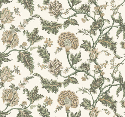 York Wallcoverings Astoria Monroe Green Wallpaper Traditional Florals Greens   - MX9626W