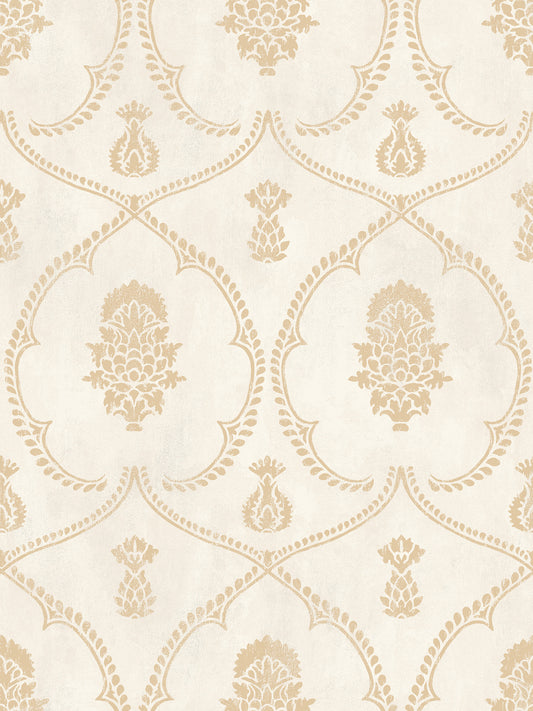 York Wallcoverings Astoria Royal Damask Soft Gold Wallpaper Traditional Damasks Yellows   - MX9643