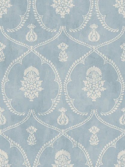 York Wallcoverings Astoria Royal Damask Blue Wallpaper Traditional Damasks Blues   - MX9644
