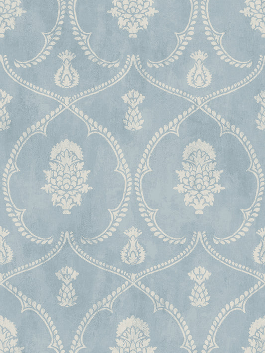 York Wallcoverings Astoria Royal Damask Blue Wallpaper Traditional Damasks Blues   - MX9644