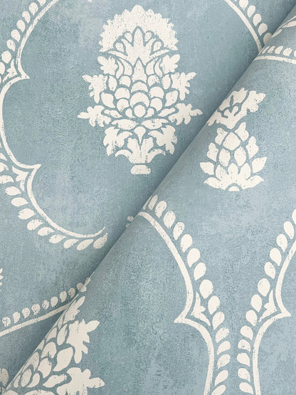 York Wallcoverings Astoria Royal Damask Blue Wallpaper Traditional Damasks Blues   - MX9644