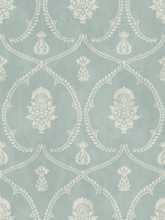 York Wallcoverings Astoria Royal Damask Jade Wallpaper Traditional Damasks Blues   - MX9645