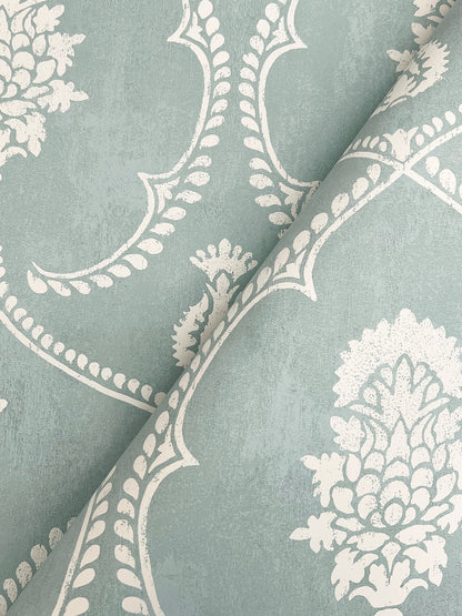 York Wallcoverings Astoria Royal Damask Jade Wallpaper Traditional Damasks Blues   - MX9645