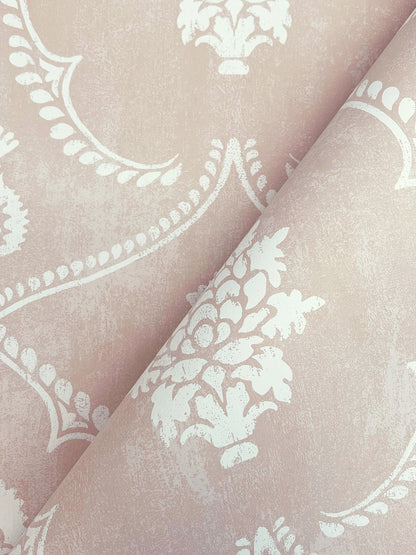 York Wallcoverings Astoria Royal Damask Blush Wallpaper Traditional Damasks Pinks   - MX9646