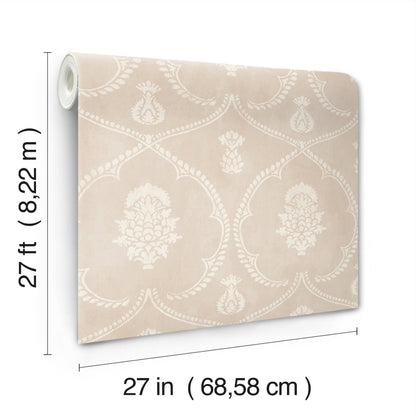 York Wallcoverings Astoria Royal Damask Blush Wallpaper Traditional Damasks Pinks   - MX9646