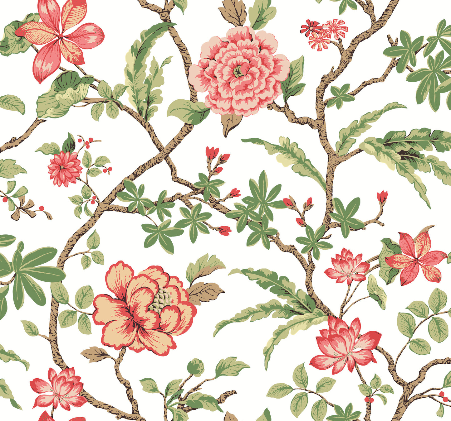 York Wallcoverings Astoria Courtyard Botanical Rose Wallpaper Traditional Botanical Pinks   - MX9651