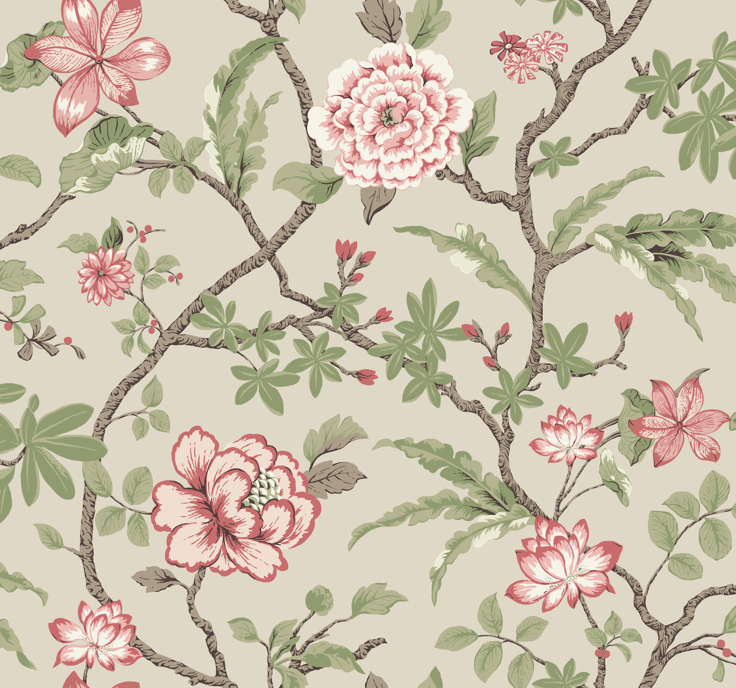 York Wallcoverings Astoria Courtyard Botanical Pink Wallpaper Traditional Botanical Pinks   - MX9653
