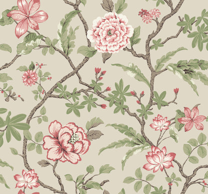 York Wallcoverings Astoria Courtyard Botanical Pink Wallpaper Traditional Botanical Pinks   - MX9653