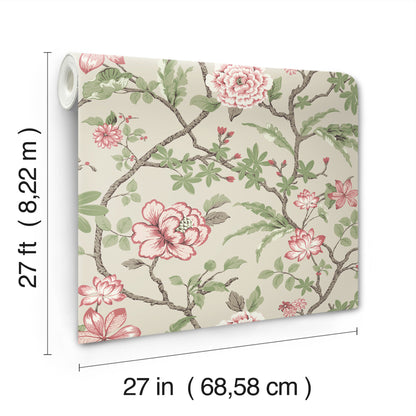 York Wallcoverings Astoria Courtyard Botanical Pink Wallpaper Traditional Botanical Pinks   - MX9653