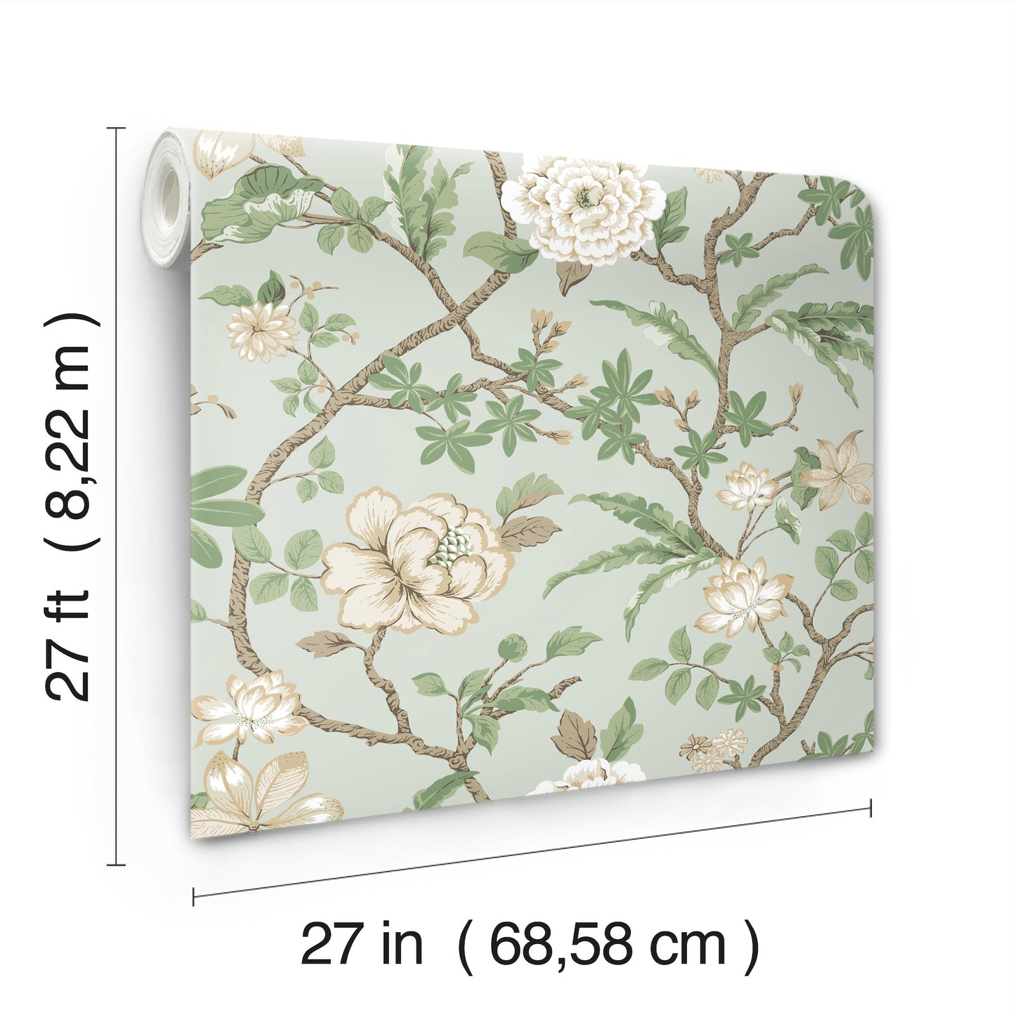 York Wallcoverings Astoria Courtyard Botanical Pale Blue Wallpaper Traditional Botanical Blues   - MX9654