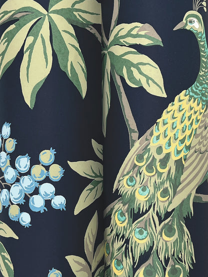York Wallcoverings Astoria Peacock Estate Navy Wallpaper Traditional Animals and Insects Blues   - MX9661