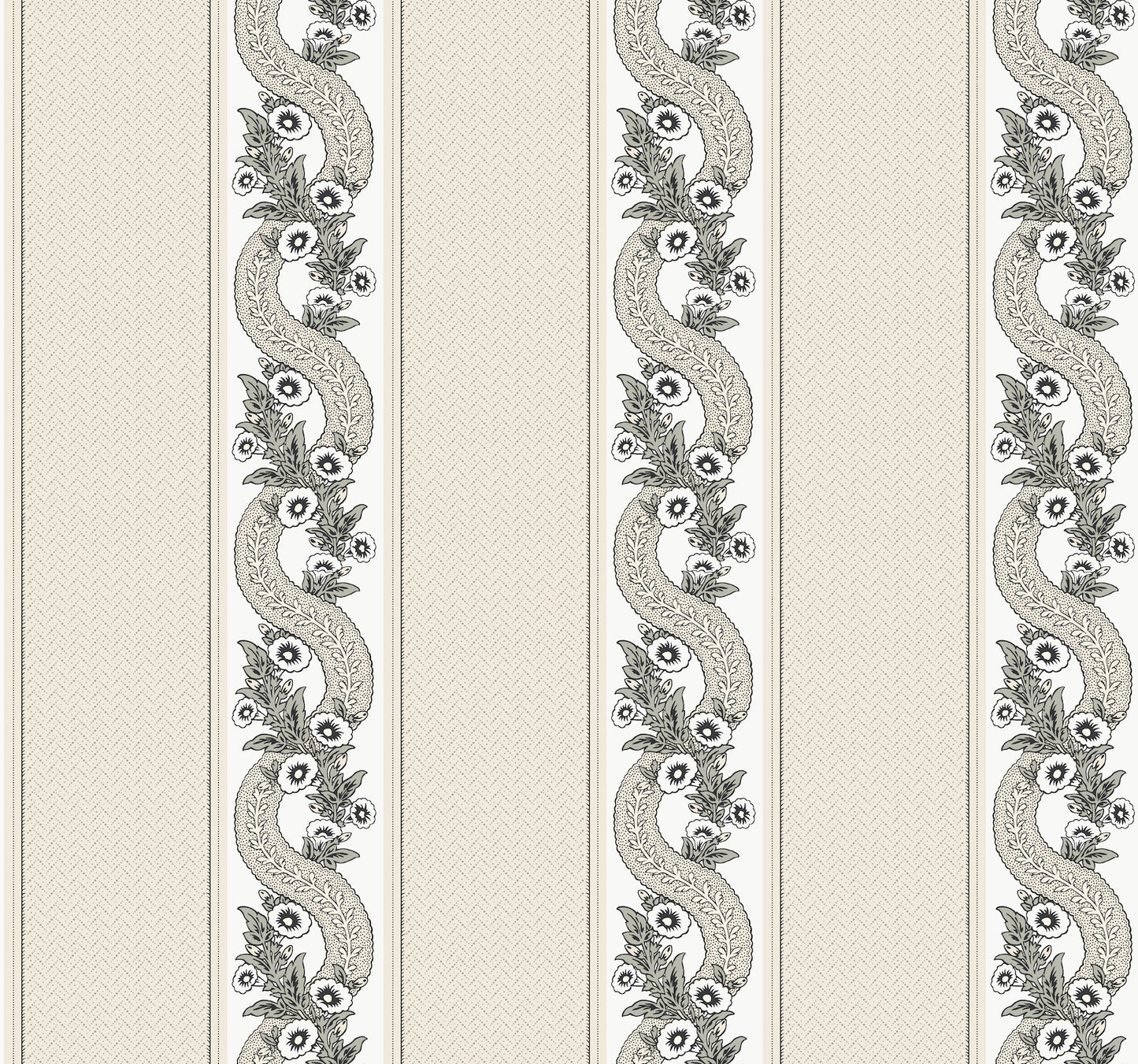 York Wallcoverings Astoria Abbey's Garland Black and White Wallpaper Traditional Florals Whites and Off-Whites   - MX9691