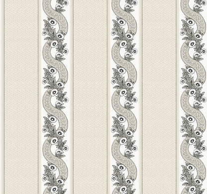 York Wallcoverings Astoria Abbey's Garland Black and White Wallpaper Traditional Florals Whites and Off-Whites   - MX9691
