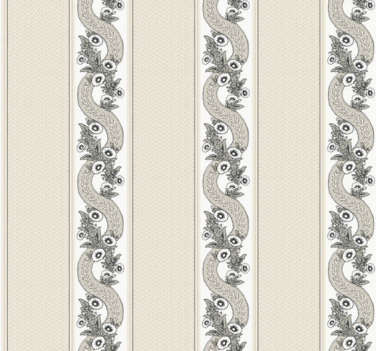 York Wallcoverings Astoria Abbey's Garland Black and White Wallpaper Traditional Florals Whites and Off-Whites   - MX9691