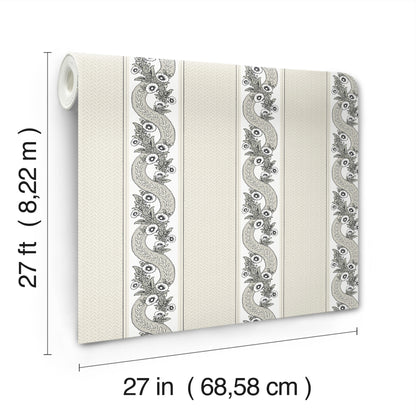 York Wallcoverings Astoria Abbey's Garland Black and White Wallpaper Traditional Florals Whites and Off-Whites   - MX9691