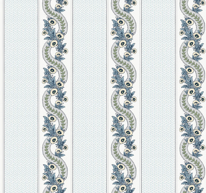 York Wallcoverings Astoria Abbey's Garland Aqua Wallpaper Traditional Florals Blues   - MX9692