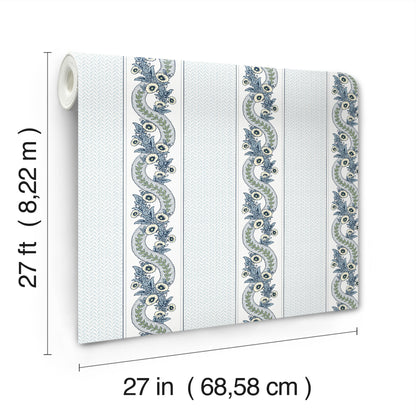 York Wallcoverings Astoria Abbey's Garland Aqua Wallpaper Traditional Florals Blues   - MX9692