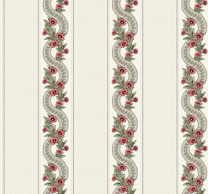 York Wallcoverings Astoria Abbey's Garland Red and Green Wallpaper Traditional Florals Reds   - MX9693