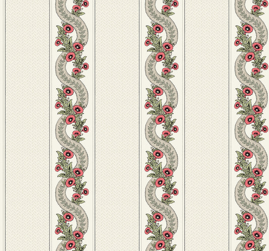 York Wallcoverings Astoria Abbey's Garland Red and Green Wallpaper Traditional Florals Reds   - MX9693
