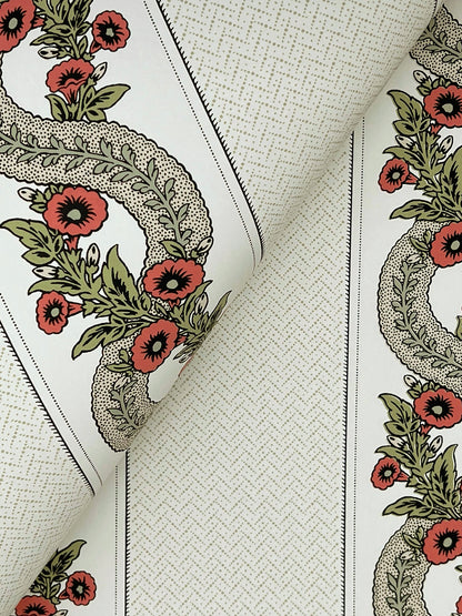 York Wallcoverings Astoria Abbey's Garland Red and Green Wallpaper Traditional Florals Reds   - MX9693