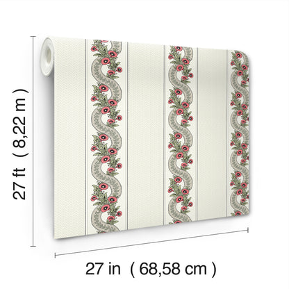 York Wallcoverings Astoria Abbey's Garland Red and Green Wallpaper Traditional Florals Reds   - MX9693