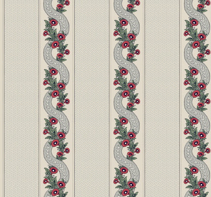 York Wallcoverings Grasscloth Resource Abbey's Garland Ruby Wallpaper Traditional Florals Reds   - MX9694