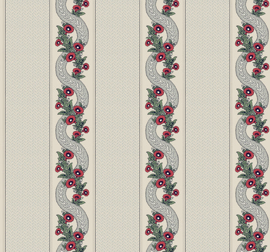 York Wallcoverings Grasscloth Resource Abbey's Garland Ruby Wallpaper Traditional Florals Reds   - MX9694