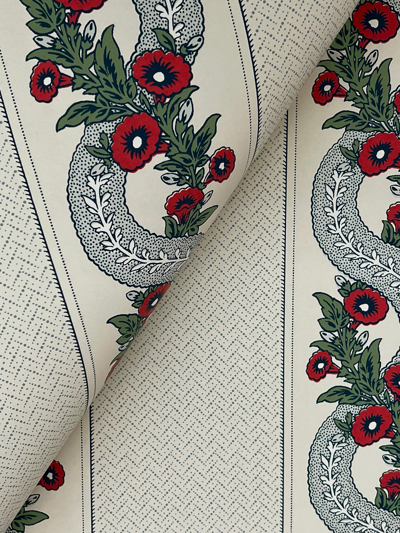 York Wallcoverings Grasscloth Resource Abbey's Garland Ruby Wallpaper Traditional Florals Reds   - MX9694