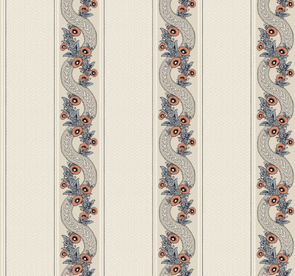 York Wallcoverings Grasscloth and Natural Resource Abbey's Garland Coral Wallpaper Traditional Florals Oranges   - MX9696