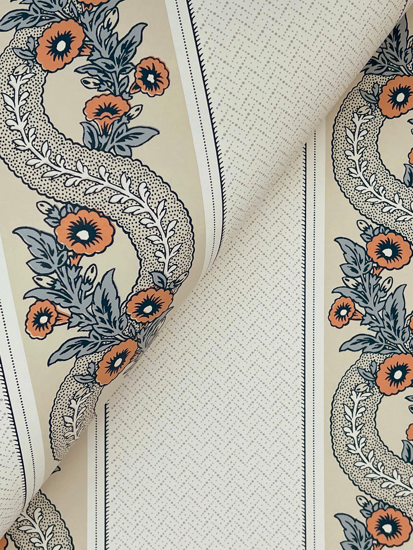 York Wallcoverings Grasscloth and Natural Resource Abbey's Garland Coral Wallpaper Traditional Florals Oranges   - MX9696