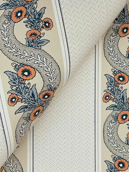 York Wallcoverings Grasscloth and Natural Resource Abbey's Garland Coral Wallpaper Traditional Florals Oranges   - MX9696