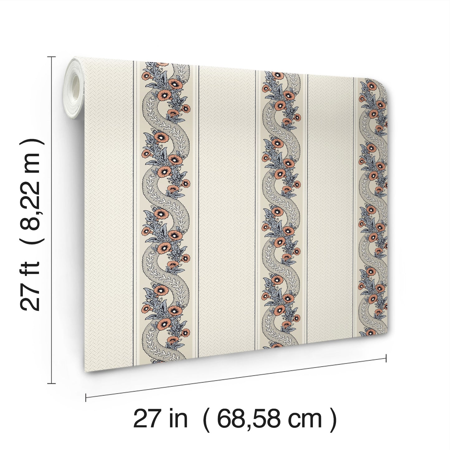 York Wallcoverings Grasscloth and Natural Resource Abbey's Garland Coral Wallpaper Traditional Florals Oranges   - MX9696