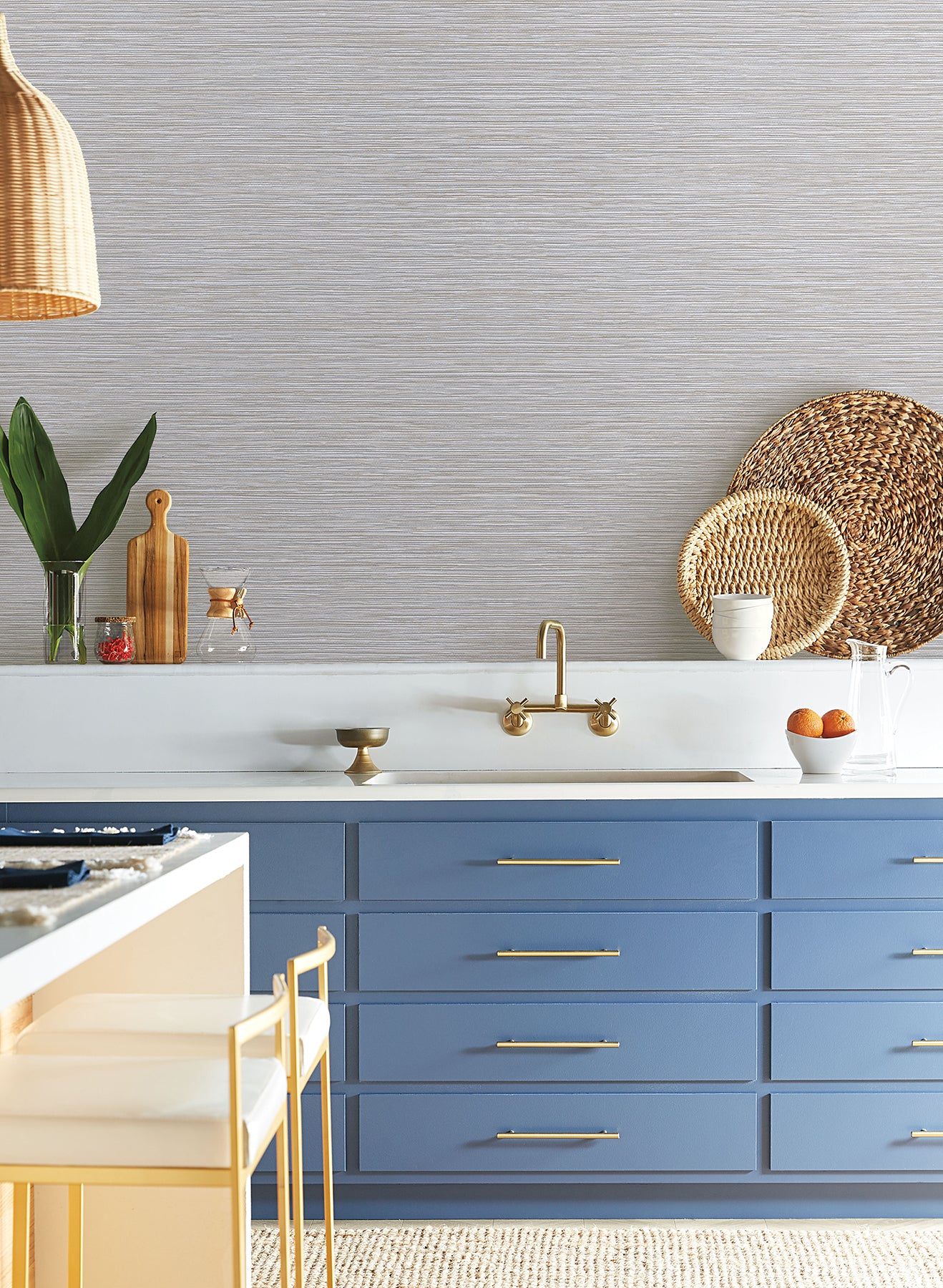 York Wallcoverings Natural Digest Grass Roots Grey Wallpaper  Metallics Blacks   - ND3033N