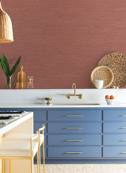 York Wallcoverings Natural Digest Grass Roots Red Orange Wallpaper  Metallics Reds   - ND3034N