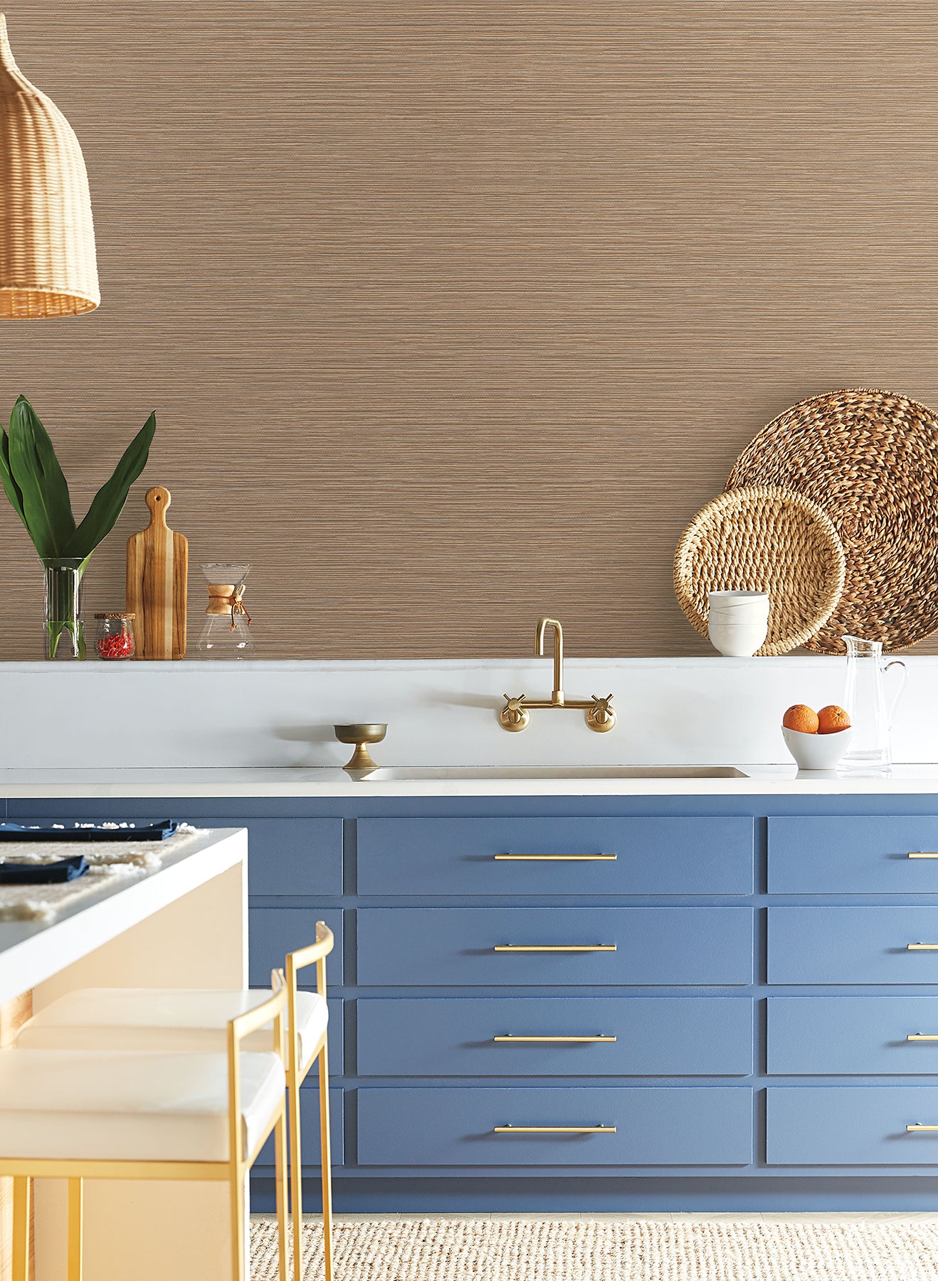 York Wallcoverings Natural Digest Grass Roots Brown and Red Wallpaper  Metallics Browns   - ND3035N